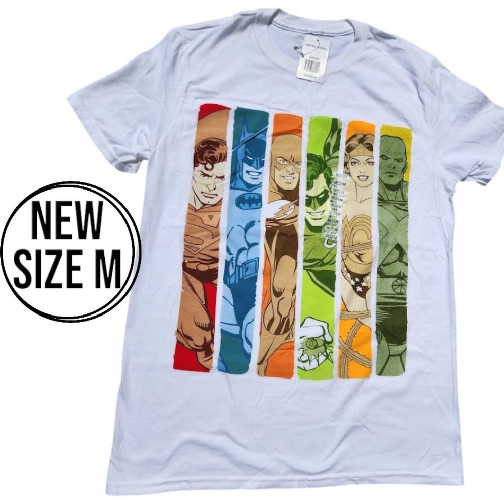 NEW Men's Justice League Shirt Size Medium M White Short Sleeve  Brand new